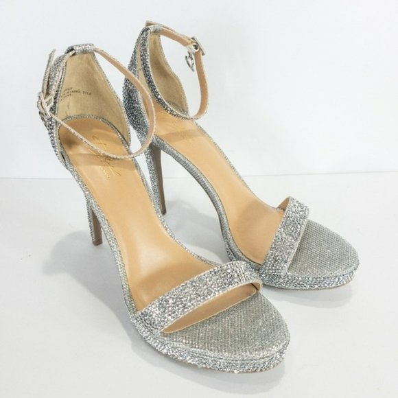Thalia Sodi Lissy Platform Evening Sandals Silver Bling -9.5 - Picture 7 of 9